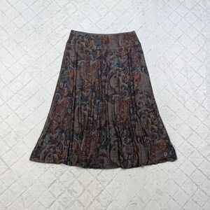 Soft Surroundings Skirt Womens LP Brown Floral Paisley Pull On Stretch Midi Boho